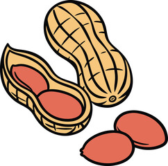 Peanuts in the shell, linear icon. vector illustration