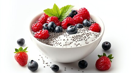 Delicious yogurt bowl with fresh berries.