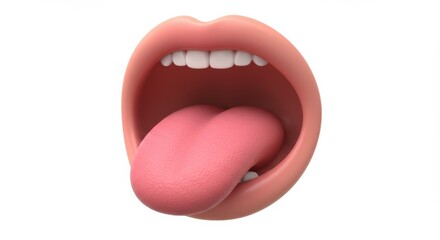 Stylized 3D Render of an Open Mouth with Tongue Extended