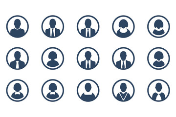 Minimalistic User Profile Avatar Icons Set. Flat Design Profile Silhouettes Featuring Male and Female Figures vector illustration.