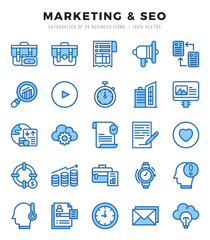 Marketing & SEO Icons Pack. Two Color icons set. Two Color icon collection set.