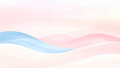 Fototapeta premium Pastel pink and blue wavy landscape artistic design illustrating calm summer scenery