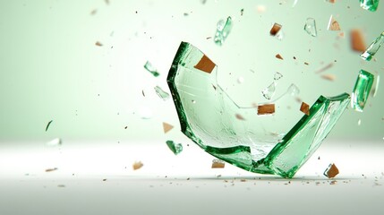 A close-up freeze-frame of glass splintering, shards scattering in all directions.