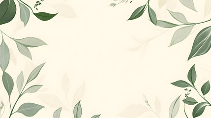 Elegant leaf frame design featuring soft green tones and a light background.