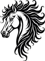 A Horse Head Vector Art Illustration. 