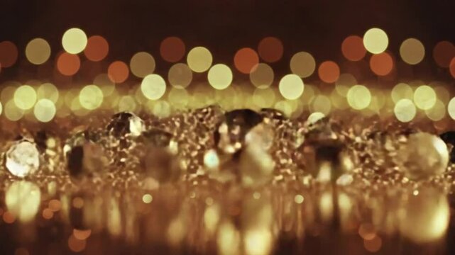 Elegant still life with black marbles and golden bokeh light background