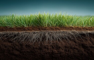 Fototapeta na wymiar With roots in the ground, green grass