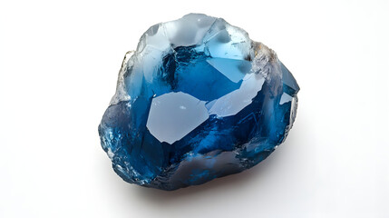 Fototapeta premium Stunning blue crystal with a rough surface, showcasing natural beauty and intricate facets.