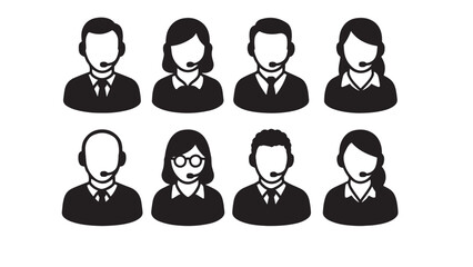 Call center agents avatar icons silhouette bundle