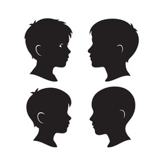 boy side profile faces silhouette bundle