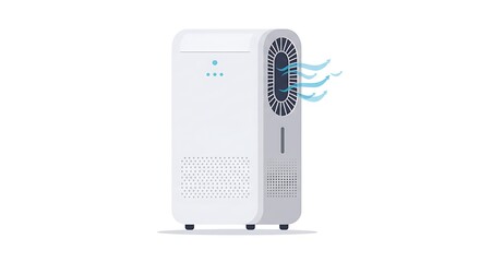 Air Purifier Blowing Fresh Air, White Appliance for Clean Indoor Environment
