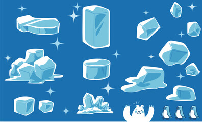 ひんやりした氷のベクターイラスト素材セット © KAZUOMI