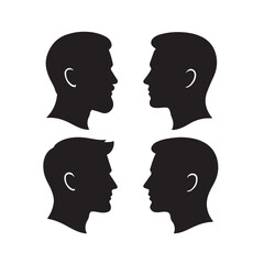 Bold man side profile icons silhouette bundle