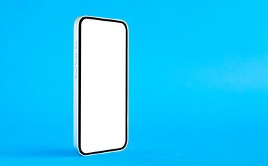 Phone with Blank White Screen on Blue Background