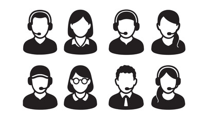 Customer service avatar icons silhouette bundle