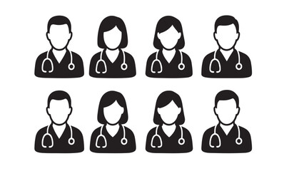 Male and female doctor avatar icons silhouette bundle