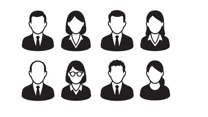 Office professionals avatar icons silhouette set