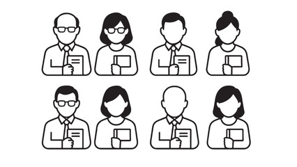 Teachers avatar icons silhouette set