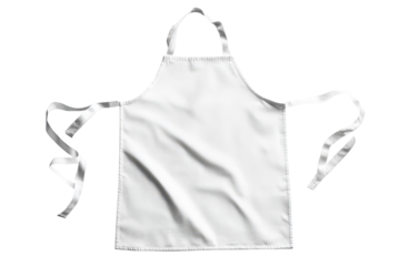 White blank kitchen apron with clean design perfectly isolated on a crisp white transparent background