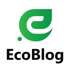 EcoBlog Logo – Green Leaf and Letter E for Sustainable Branding
