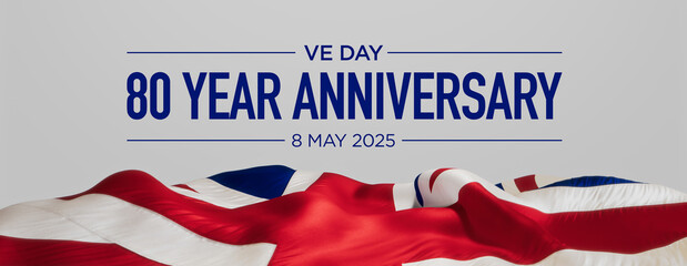 Elegant VE Day 80th Anniversary Tribute with UK Flag Colors, May 8, 2025