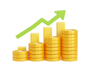 Gold coin chart showing financial growth and success with marketing concept.
