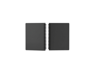 Black notebook isolated on white background
