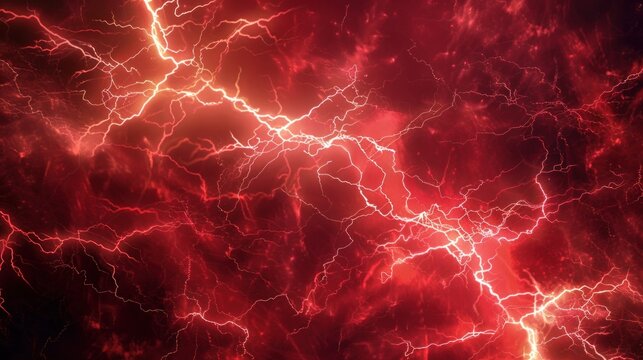 Red lightning storm energy abstract background