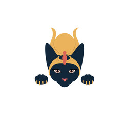 Bastet goddess peeking, Egyptian