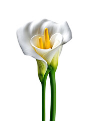 White calla lily flower isolated on a transparent background