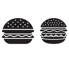 Hamburger vector icon set,burger sign and symbol,hamburgeron solid black and white color