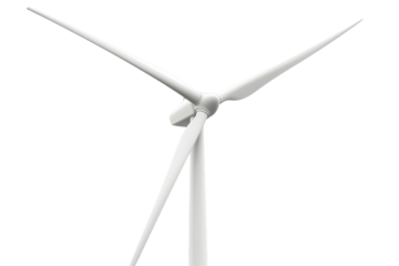 Wind turbine designed to generate electricity shown in transparent PNG format isolated on clean white background