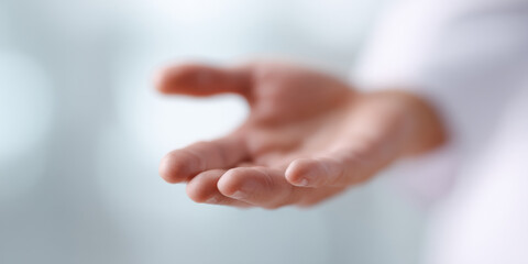 Open hand reaching out, inviting connection and support