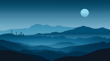 Misty mountain night