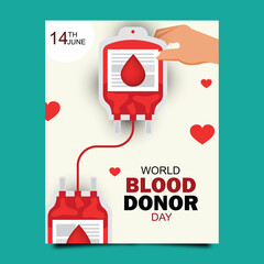 Vertical poster template for world blood donor day