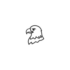 Outline Bald Eagle Head Icon – American Symbol for Independence Day