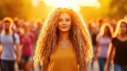 A focused individual walking through a crowd, where all other people are blurred in the background.