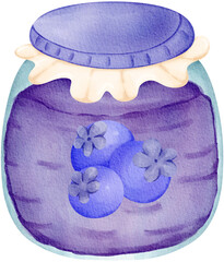 Blueberry Jam in a Glass Jar