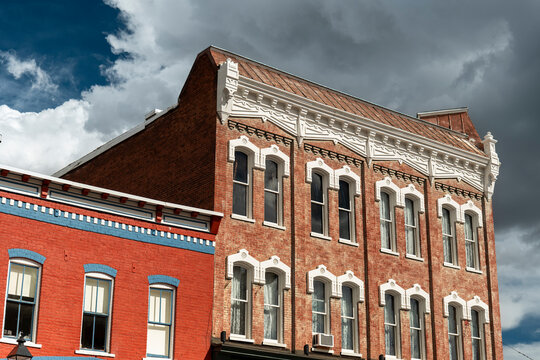 Historic old mining town architecture buildings in Colorado