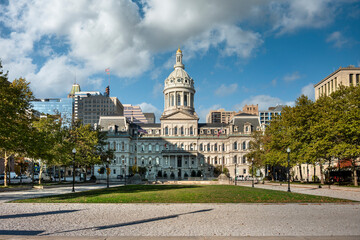 Baltimore Maryland City Hall in downtown civic center view USA