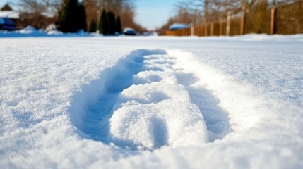 A footprint in snow, but no one has walked by.