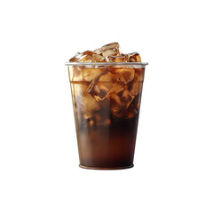 Iced coffee drink glass isolated on a transparent background, in a PNG format