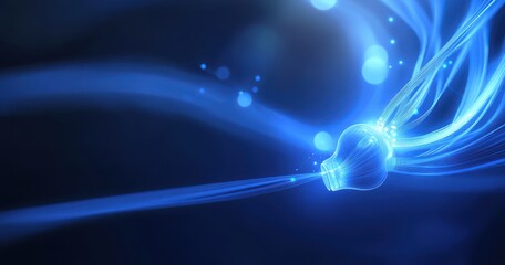 Glowing lightbulb with energy streams