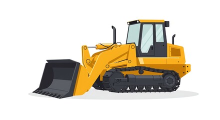 Fototapeta premium Isolated Yellow Bulldozer on White Background Heavy Construction Vehicle