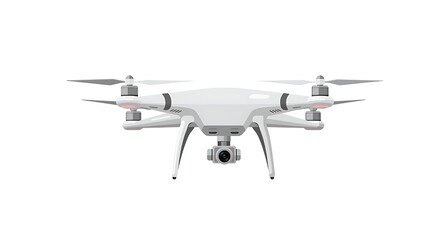 Flying Drone with Camera Device on White Background