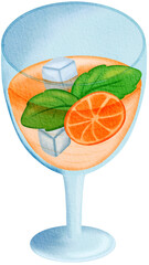 Glass of Orange Juice with Ice and Mint