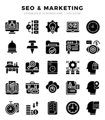 SEO & Marketing icon pack for your website. mobile. presentation. and logo design.
