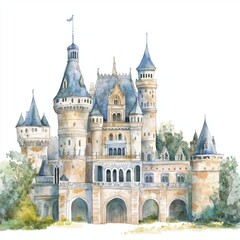Obraz premium Rundale Palace. Rundale Palace hand drawn watercolor illustration