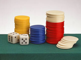 Poker game set and dices.