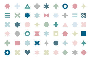 幾何学模様　メンフィス　デザイン　アイコン　飾り　セット　イラスト　ベクター　シンプル　装飾